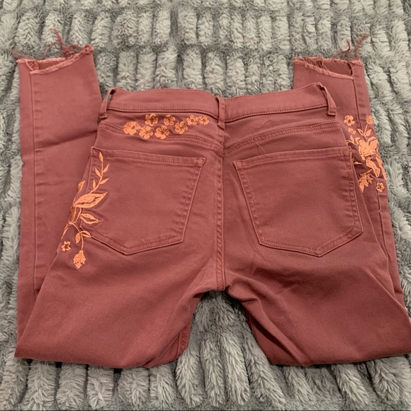 Maroon Embroidered Ankle Legging Jeans - Picture 6 of 6